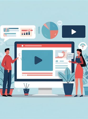 Website Design and Development illustration showing digital strategy and video content
